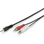 Audio cable stereo 3.5mm - 2x RCA 2.50m CCS 2x0.10/10 shielded M/M black, Assmann