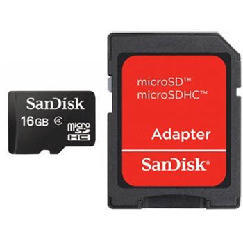 SanDisk microSDHC 16GB + card adaptor SD
