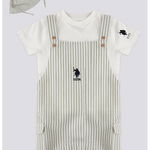 Set de palarie - salopeta si tricou din amestec de bumbac - 3 piese, US Polo Assn