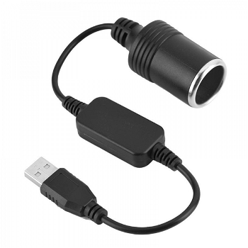 Cablu adaptor Usb 2.0 la priza 12V bricheta auto soclu mama 30 cm negru, PLS
