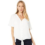Imbracaminte Femei Vince Camuto Short Sleeve Button-Down Tie Front Blouse New Ivory