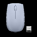 Lenovo 300 Wireless Compact Mouse Frost Blue, Tip: Standard, Rezolutie (dpi): 1000 dpi, Butoane rotite, 3, Interfata mouse  Tehnologie: Wireless, Interfata receiver, dongle USB 2.4GHz, Culoare: Albast