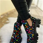 Ghete dama Multicolor Dots cu decupaj, InPuff Shoes