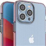 iPhone 14 Pro Max husa din silicon cu rama roz deschis, ForIT