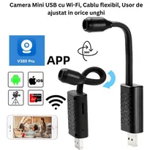 Mini Camera Spion StartONTeam USB de Supraveghere pe mobil, Wireless SmartApp V380Pro cu Senzor de Miscare si Alarma Audio-Video