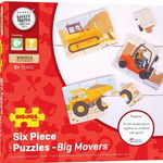 Set 3 puzzle BigJigs din lemn Vehicule pentru constructii