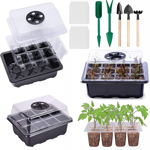 Set de 3 tavi pentru gradinarit cu unelte Sunshine, 29 piese, plastic, transparent/negru, 18,5 x 14,5 x 6,5 cm