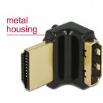 Adaptor HDMI-A T-M unghi 90 grade sus 4K carcasa metalica, Delock 65663