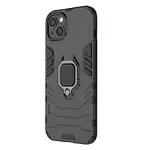Husa antisoc armor compatibila apple iphone 15, ring-h defender, inel rotativ 360 grade, magnet suport auto incorporat, tpu si pc, black