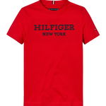 Tommy Hilfiger, Tricou cu imprimeu logo pe piept, Alb optic