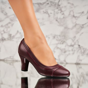 Pantofi dama cu toc Bordo din Piele Ecologica Floren A4436, Ladystar