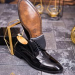 Pantofi de barbati, negru, din piele naturala - P1818, 