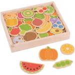 Jucarie Set magnetic 35 piese cu fructe si legume, BigJigs Toys