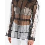 Maison Margiela Artisanal Lace-Trimmed Sleeve Mesh Shirt Black, Maison Margiela