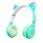 Casti On Ear MRG MY08CAT, Bluetooth, Tip pisica, Verde C767, 