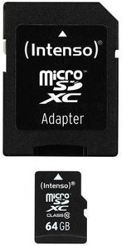Card de memorie Intenso 3413490, microSDXC, 64GB, Clasa 10 + Adaptor SD, Intenso