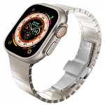 Curea Apple Watch Ultra/ 3 / 4 / 5 / 6 / 7 / 8 / SE series 42 / 44 / 45 / 49 mm otel inoxidabil starlight argintiu, krasscom