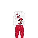 Pijama ML, bumbac, cu imprimeu, Minnie Mouse, gri cu pantalon rosu, Disney