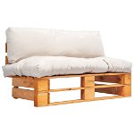 Canapea din paleti de gradina vidaXL, cu perne nisipii, lemn de pin, 110 x 66 x 65 cm, 13.13 kg
