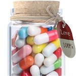 Borcan cu 100 de capsule cu mesaje de iubire Alaiyaky, hartie/sticla, multicolor, 