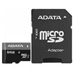 Card de Memorie MicroSD Adata, 64GB, Adaptor SD, Class 10, ADATA