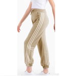 Pantaloni Trening Dama crem fashion cu dungi laterale PTD01, 