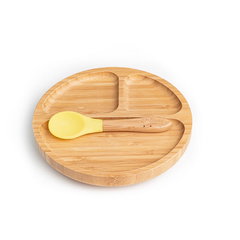 Set farfurie si lingurita din bambus, Galben, Oaki, Oaki