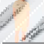 Trendyol, Pijama cu pantaloni scurti si imprimeu text, Negru, M