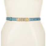 Accesorii Femei Moschino Brand Logo Leather Belt Light Blue