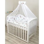 Amy - Baldachin din tul, Funda din bumbac, imprimeu lenjerie Caprioara mica, 300x160 cm, Suport de prindere inclus, 153h cm, AMY