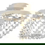 Lustră cu mărgele de cristal, alb, rotund, E14