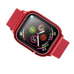 Curea Apple Watch Usams Nylon Cu Cadru Compatibila Cu Apple Watch 4 / 5 / 6 / Se (44mm), Rosu, Usams