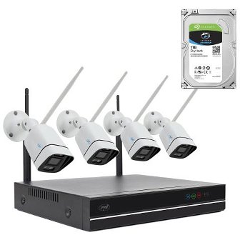 Kit supraveghere video PNI House WiFi660 NVR 8 canale si 4 camere wireless de exterior 3MP, P2P, IP66, Intrari video: 8, Iesiri, PNI