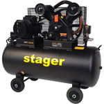 Stager HMV0.6/200-10 compresor aer, 200L, 10bar, 600L/min, trifazat, angrenare curea, STAGER