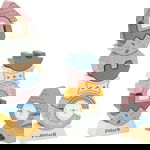 Turnul puzzle-urilor din lemn, Set constructie echilibru, 11 elemente, PolarB, VIGA, Viga Toys
