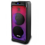Boxa portabila activa Akai Party Speaker 260, 40 W, Bluetooth, USB, microfon, telecomanda, neagra, Akai