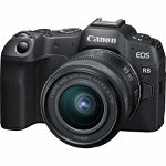 Aparat foto Mirrorless Canon EOS R8, 24MP, 4K, Full Frame + Obiectiv RF 24-50mm, Negru