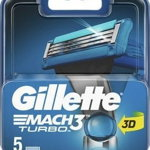 Lame de ras de schimb Gillette Mach3 Turbo, 5 buc,pentru barbati, Gillette