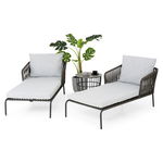 Set mobilier pentru gradina/terasa, 2 sezlonguri si masuta, Milano, aluminiu, gri/alb, Maison