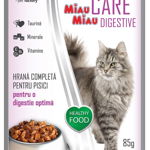 Pachet Hrana Umeda pentru Pisici, cu miel,12 plicuri x 85 g, MIAU MIAU CARE DIGESTIVE, Miau Miau