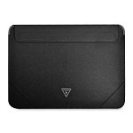 Husa laptop Guess pentru Laptop de 16 inch, Saffiano Triangle Metal Logo, Piele ecologica, Negru , Guess