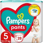 Pampers Pants Size 5 scutece de unică folosință tip chiloțel 12-17 kg 28 buc, Pampers