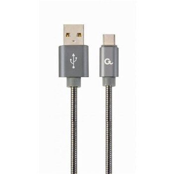 Cablu alimentare si date Gembird, USB 2.0 (T) la USB 2.0 Type-C (T), 1m, Gri / Alb, CC-USB2S-AMCM-1M-BG, Gembird