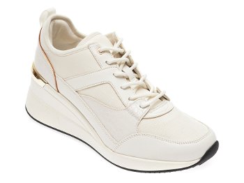 Pantofi sport albi, Thrundra100, din material textil si piele ecologica