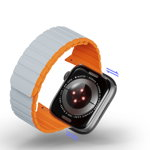 Curea silicon DuxDucis Magnetic LD compatibila cu Apple Watch 4/5/6/7/8/SE 38/40/41mm Gri/Portocaliu, DuxDucis
