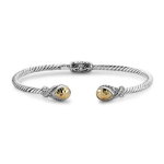 Bijuterii Femei SAMUEL B Sterling Silver 18K Yellow Gold Twisted Cable Bangle Silver And Gold