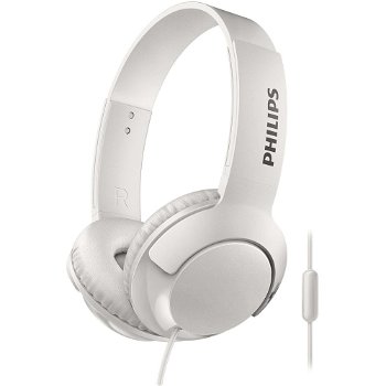 Casti Audio On-Ear Philips, SHL3075WT/00, cu fir, Microfon, Alb