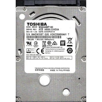 HDD Toshiba MQ04ABF100, laptop, 1TB, 5400 rpm, 7mm, 128MB cache, SATA III, Toshiba