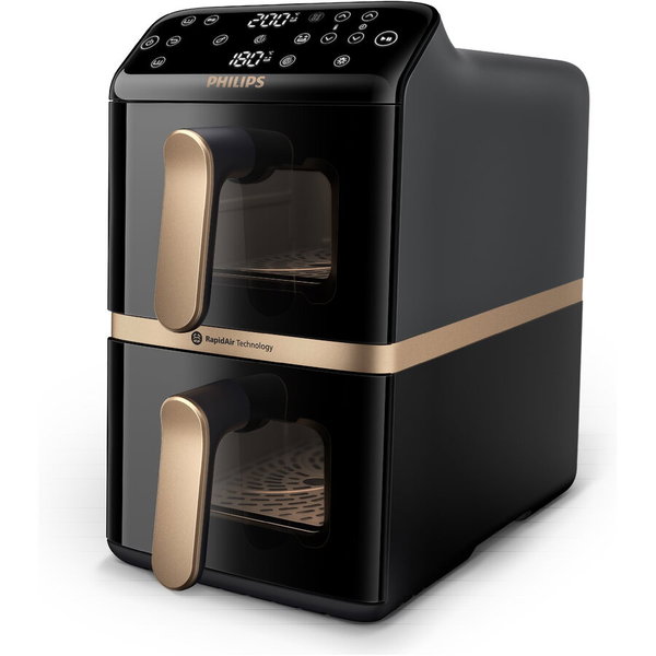 Friteuza cu aer cald dubla PHILIPS Seria 4000 NA462/70, 10l, 2750W, negru-auriu