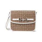 Genti Femei AK Anne Klein Horse Bit Flap Crossbody Cream Brown Lion Logo PrintAnne White